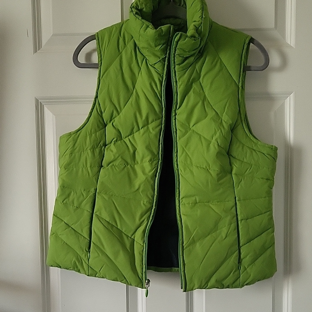 Kenneth Cole Reaction Lime Green Puffer With Zipper Vest Women's Large - Picture 7 of 16
